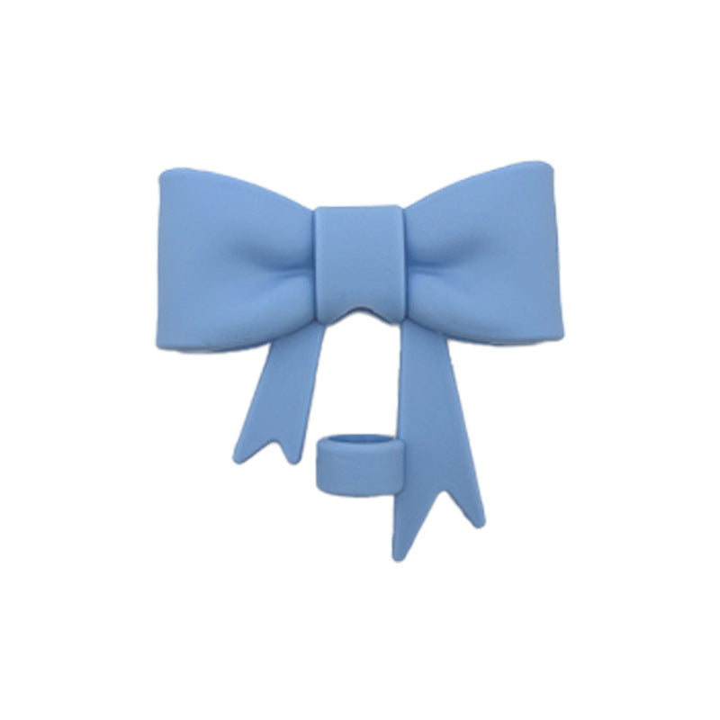 Blue bow-shaped object on a white background