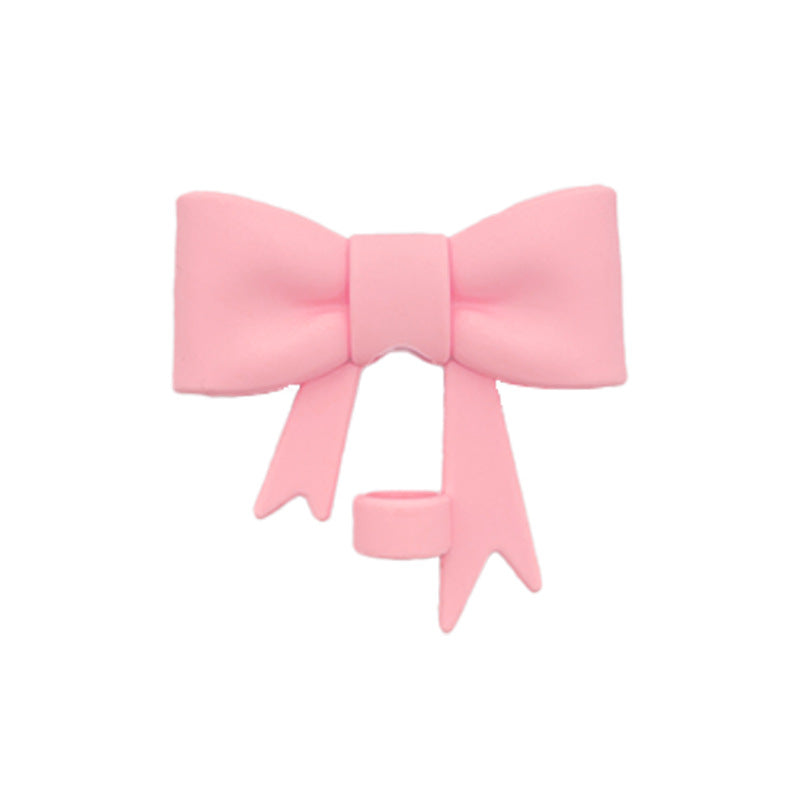 Pink bow on a white background