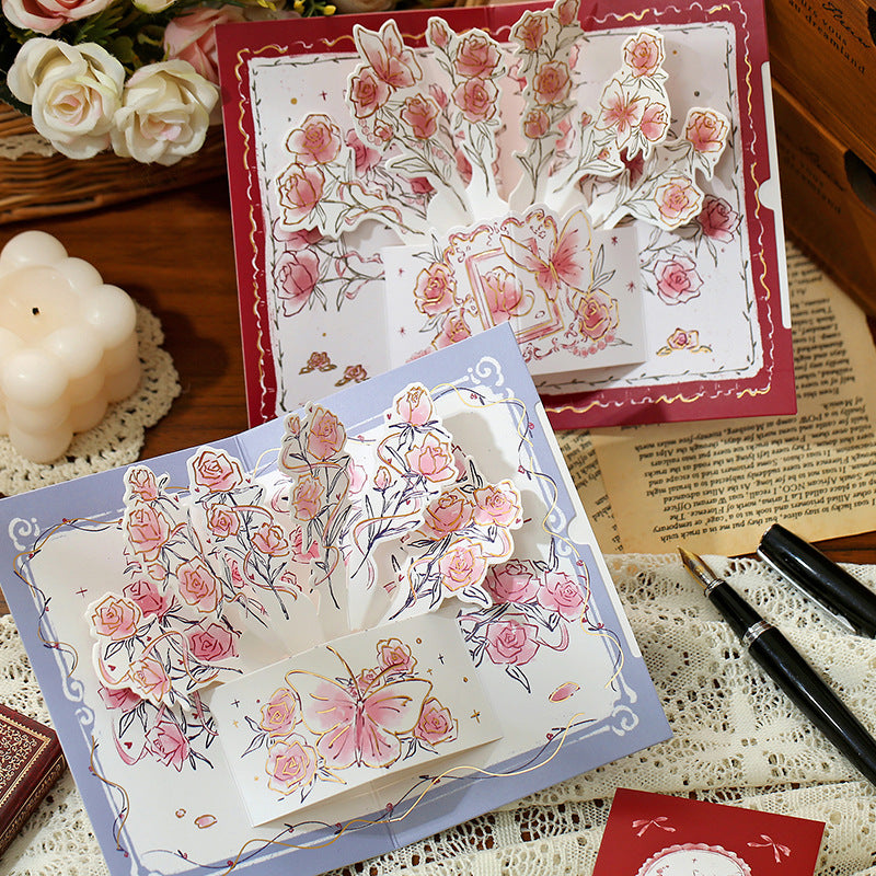 3D Rose Greeting Cards