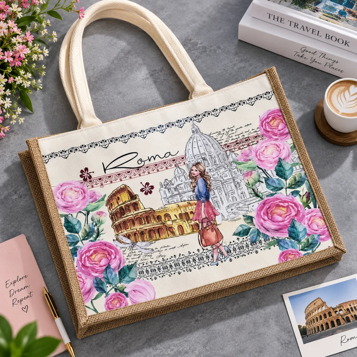 Romantic Roma Travel Tote Bag