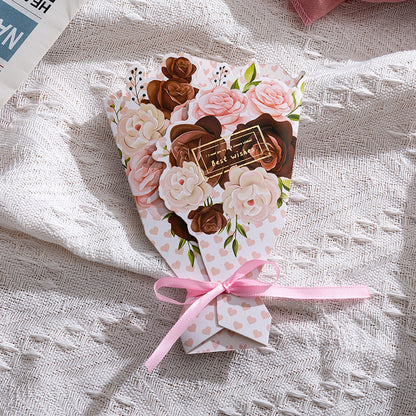 Small 3D Gilt Bouquet Wish Greeting Cards
