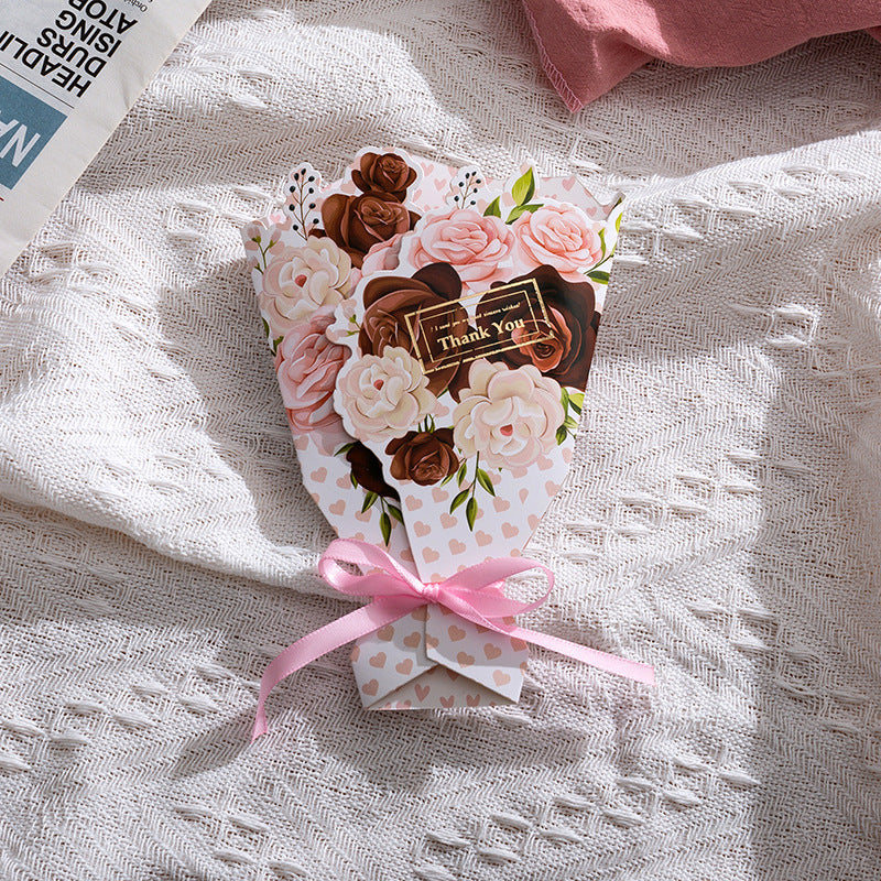 Small 3D Gilt Bouquet Wish Greeting Cards