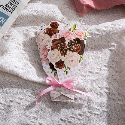 Small 3D Gilt Bouquet Wish Greeting Cards