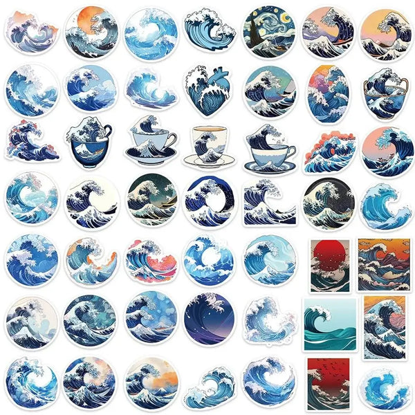 Sea Wave Water Ripple Stickers Pack - Set of 50