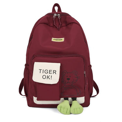 Simple Solid Color Tiger Graffiti Backpack Bag