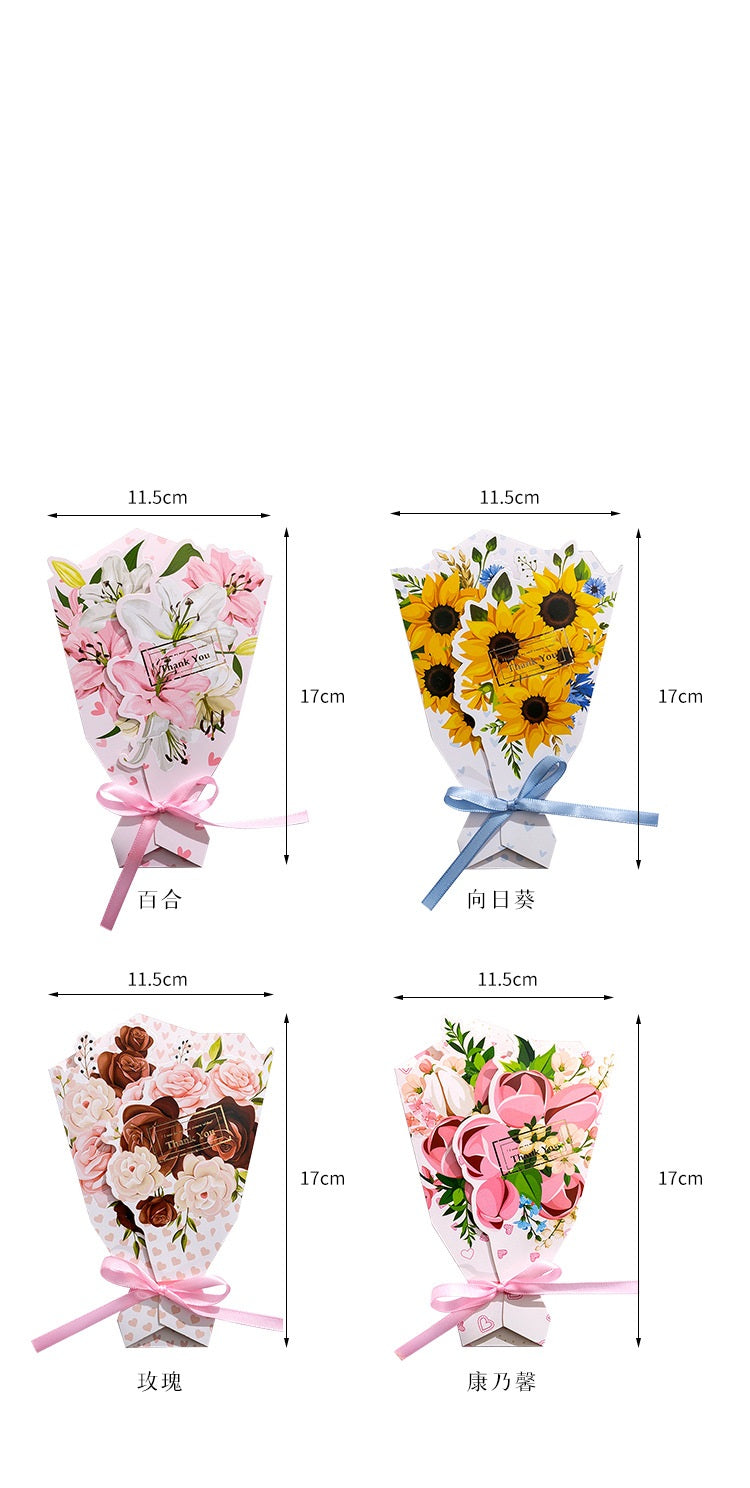 Small 3D Gilt Bouquet Wish Greeting Cards
