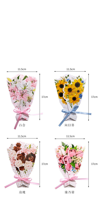 Small 3D Gilt Bouquet Wish Greeting Cards