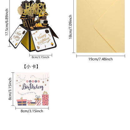 Black n Gold 3D Birthday Greeting Card