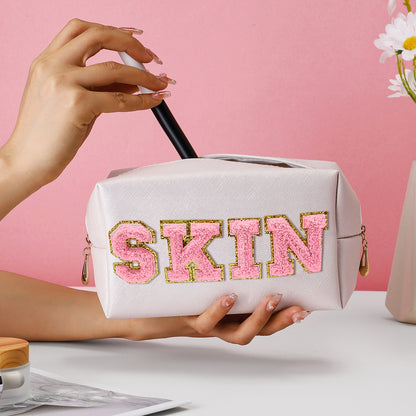 Large Capacity PU Leather Cosmetic Pouch