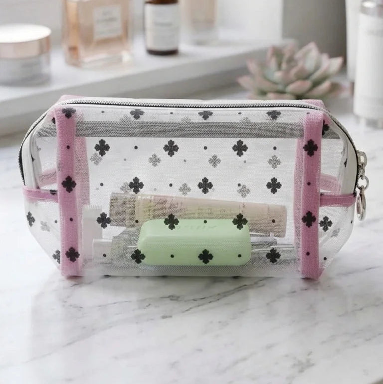 Embroidered Mesh Multi Use Storage Pouch