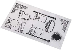 Decorative black stencils on a white background