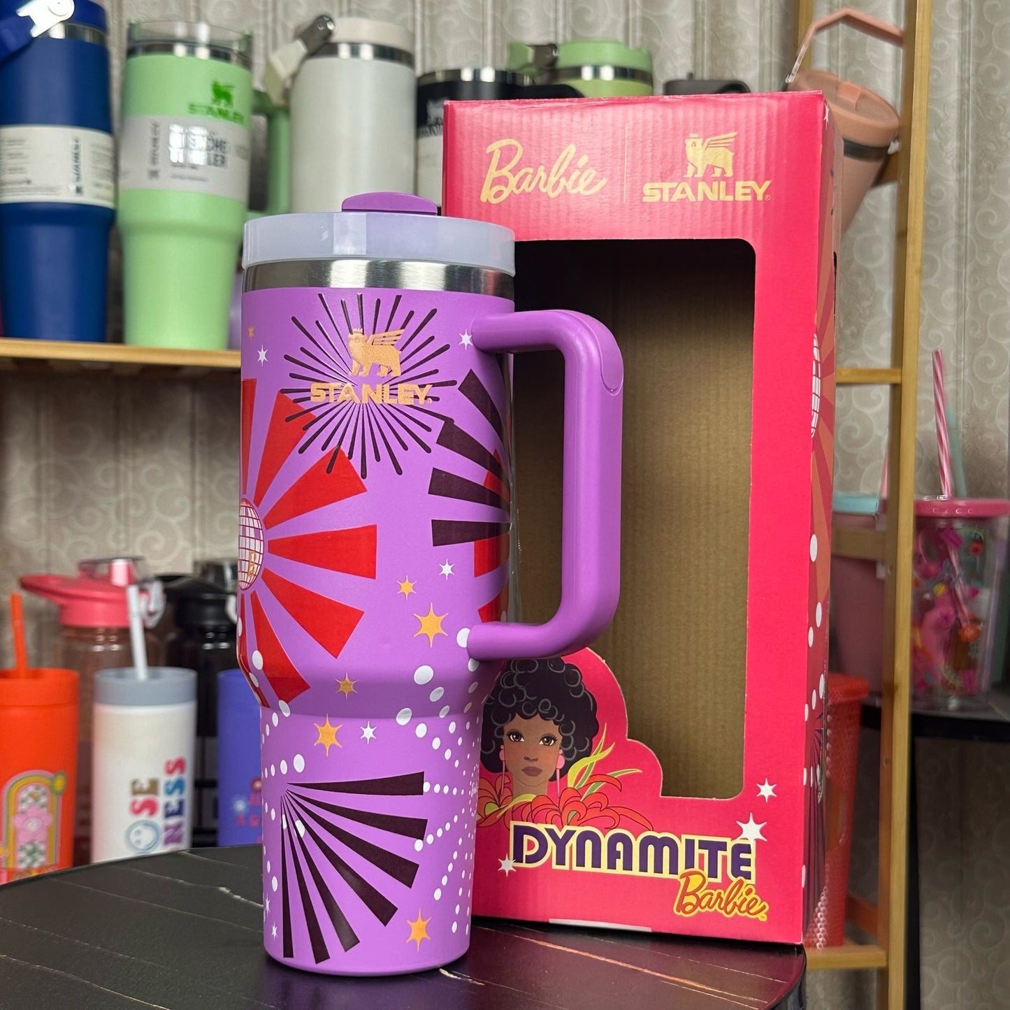 Stanley Steel Tumbler 40 oz with Plastic Straw - Purple