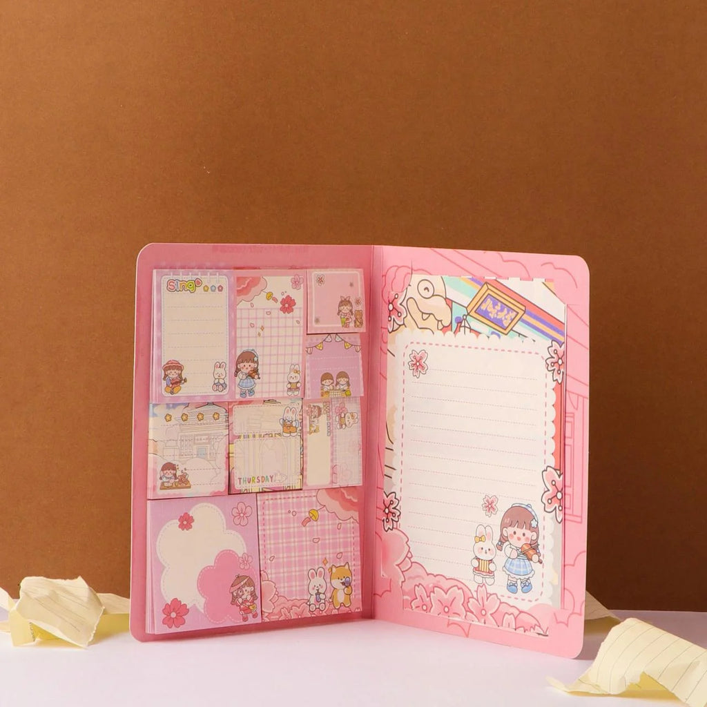 Girl with Pets Non-Sticky Notes Book