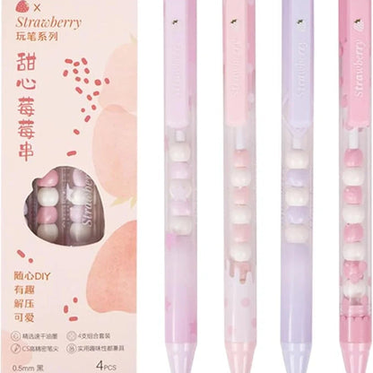 Beads Filled Gel Pen - Set of Four
