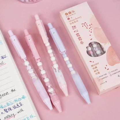 Beads Filled Gel Pen - Set of Four