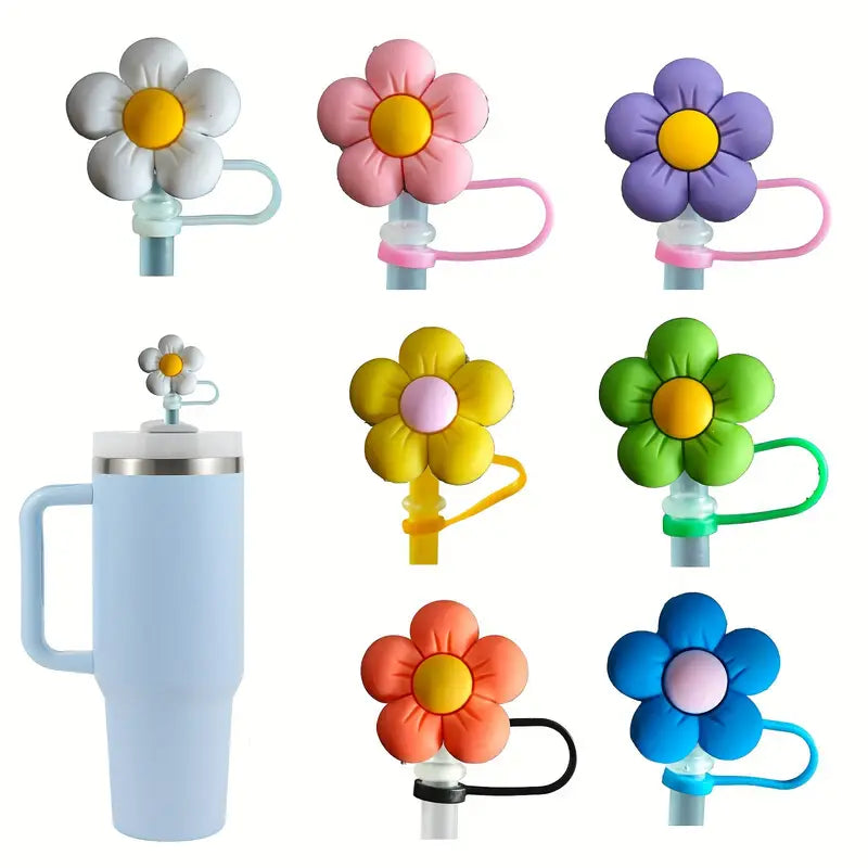 Sunflower Shapes Silicon Straw Dust Cover