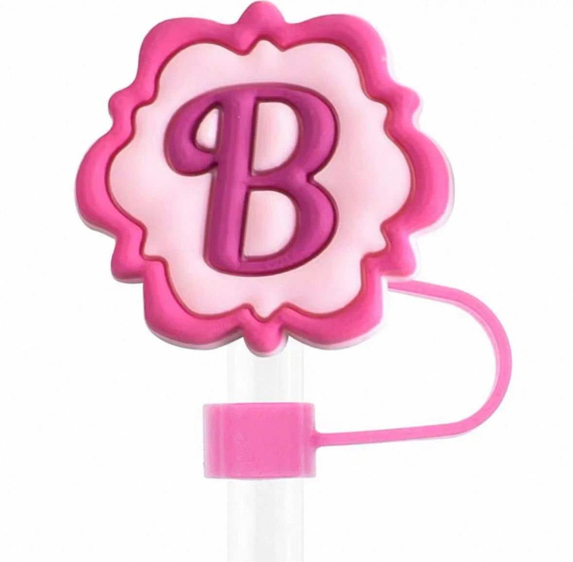 Pink letter 'B' design on a white background
