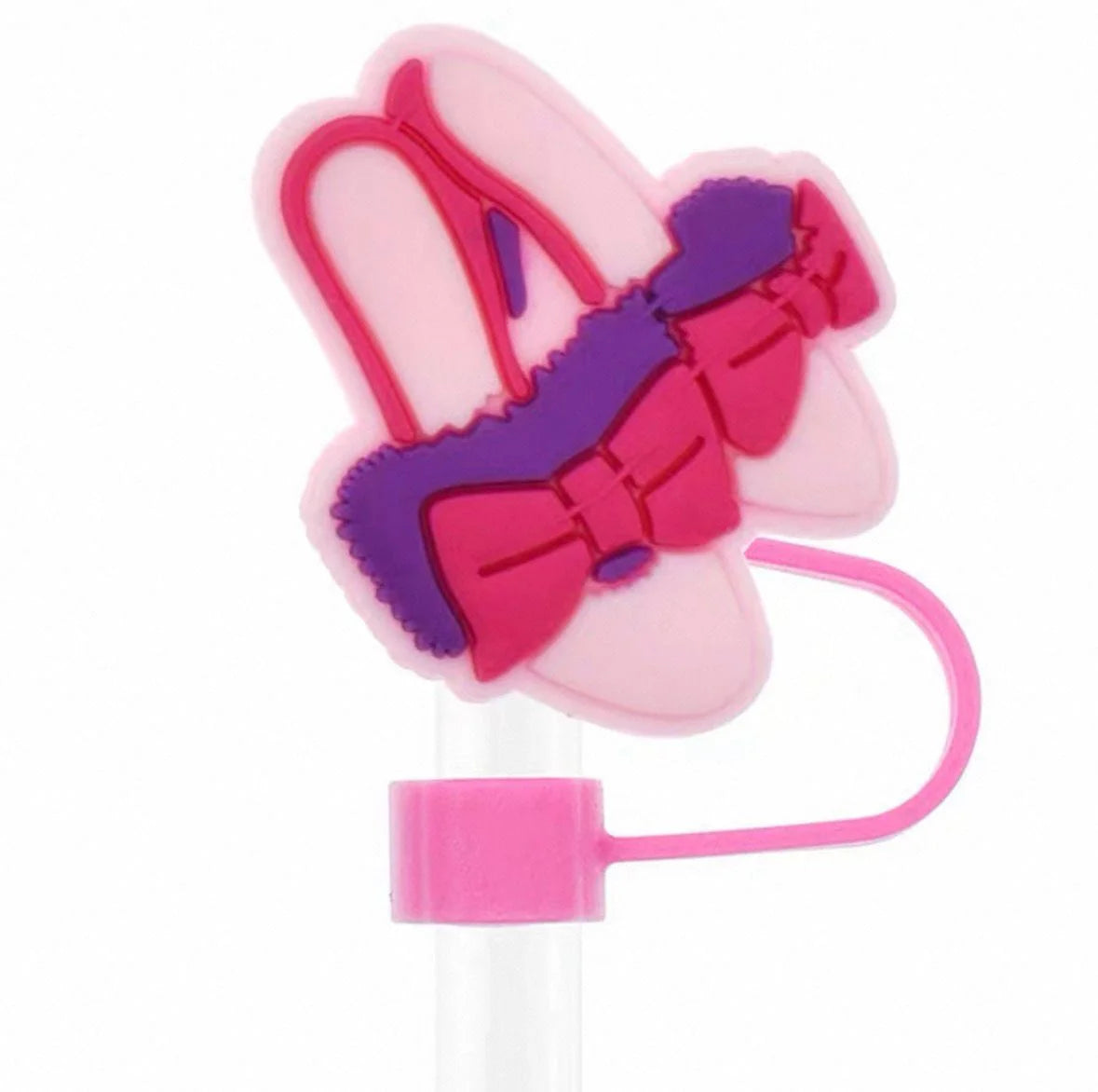 Pink and purple hair clip with a bow on a white background