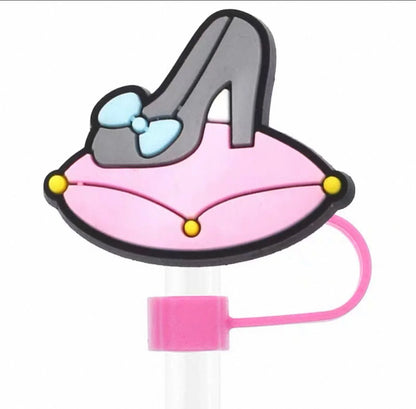 Pink high-heeled shoe with a bow on a white background