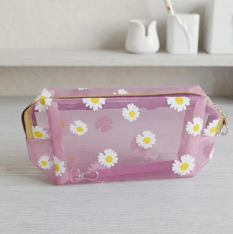 Embroidered Mesh Multi Use Storage Pouch