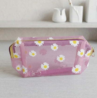 Embroidered Mesh Multi Use Storage Pouch