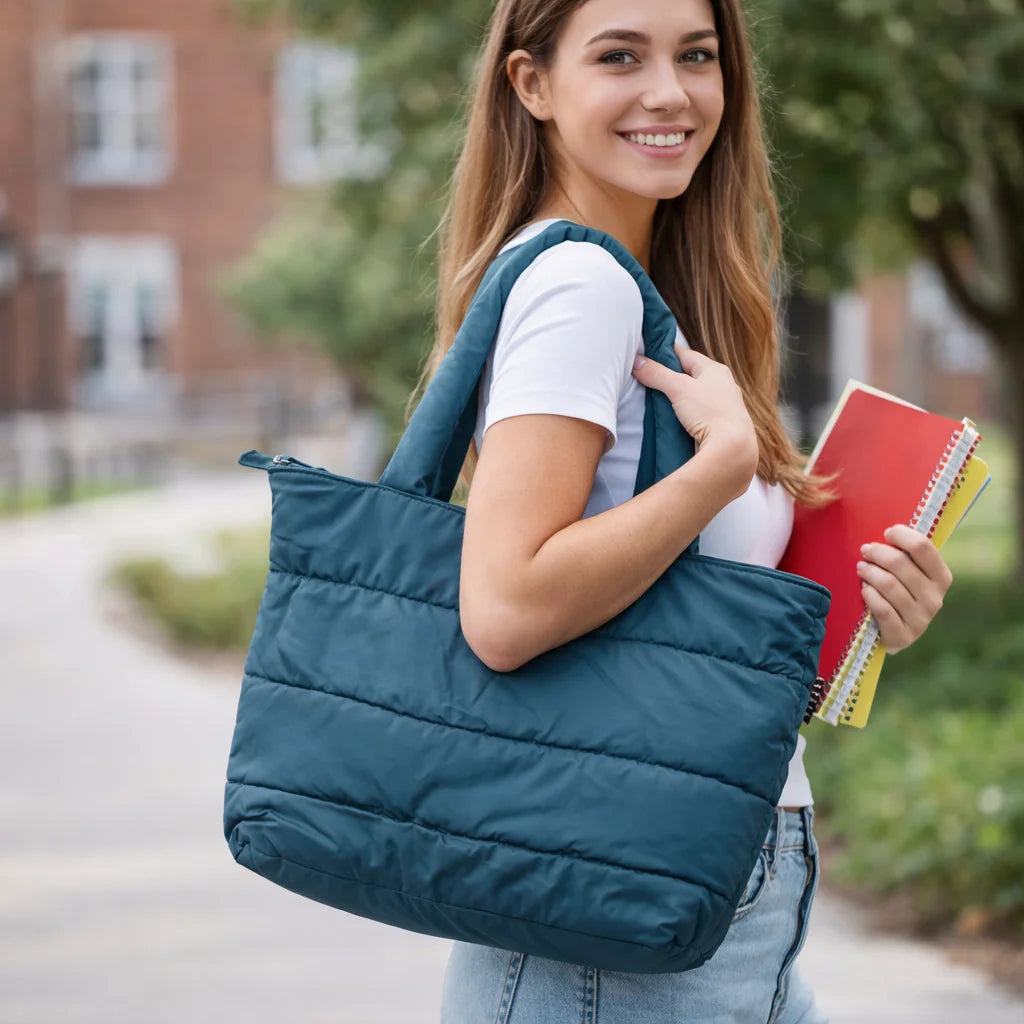 Teal Puffer Shoulder Bag