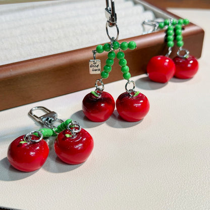 Cute Beaded Cherry Pendant, Girly Phone Chain, Bag Charm