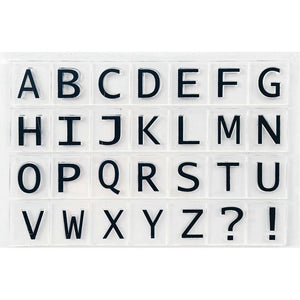 Alphabet letters from A to Z with punctuation on a white background