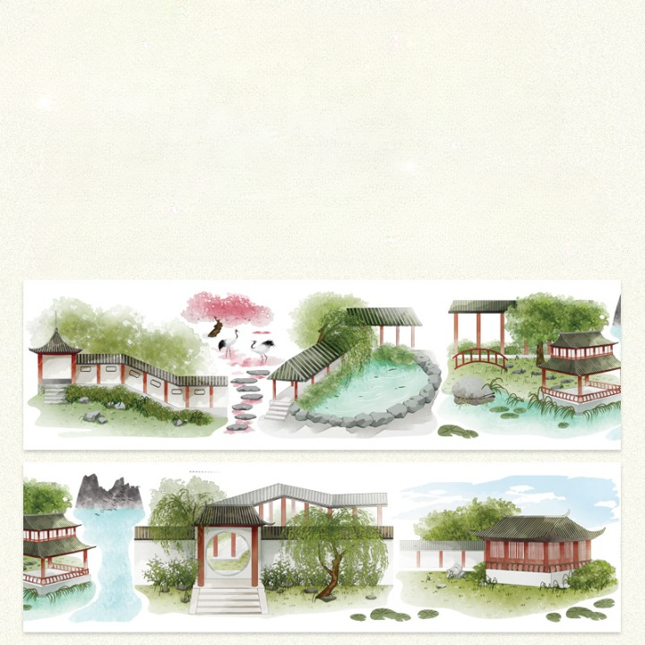 Retro Landscape Japanese Decorative PET Washi Tape