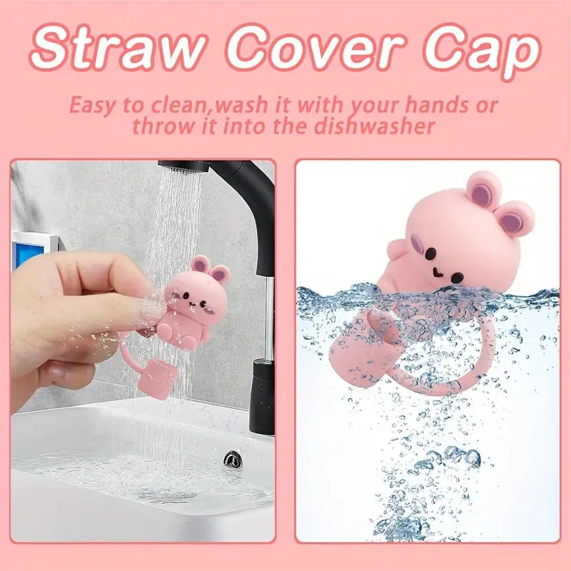 Cute Animal Shaped Silicon Straw Dust Cover