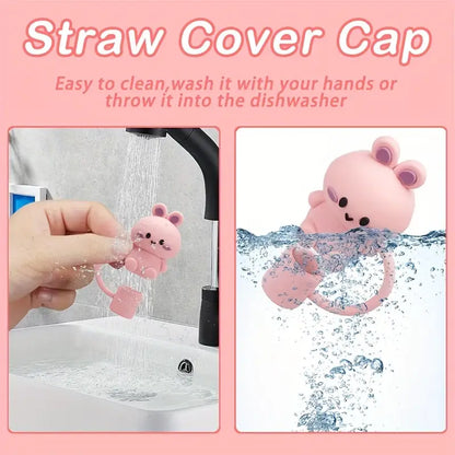 Cute Animal Shaped Silicon Straw Dust Cover