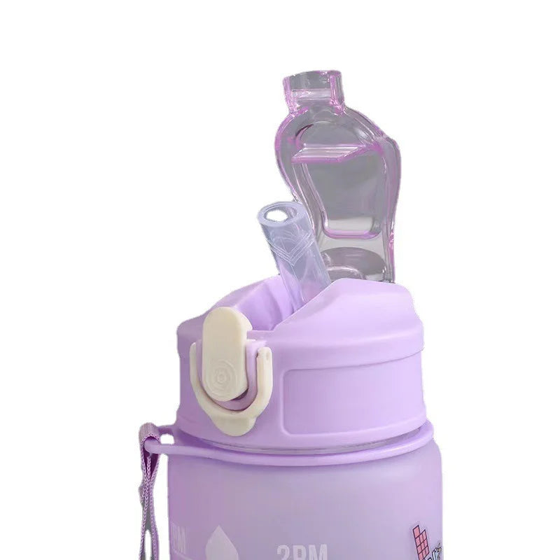 Gradient Color Plastic Water Bottle and Sipper