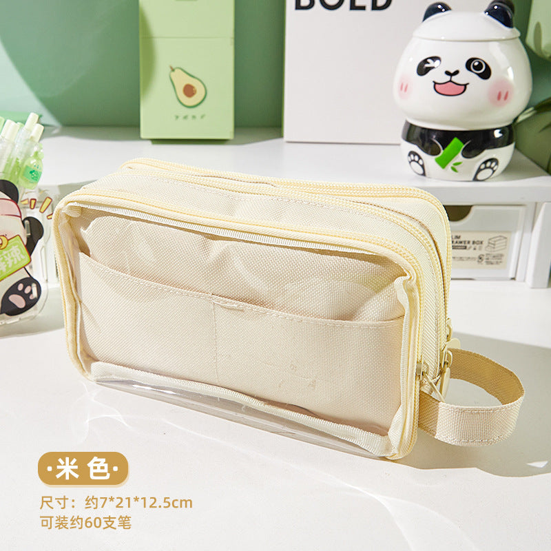 Canvas Multiple Compartments Pencil Pouch