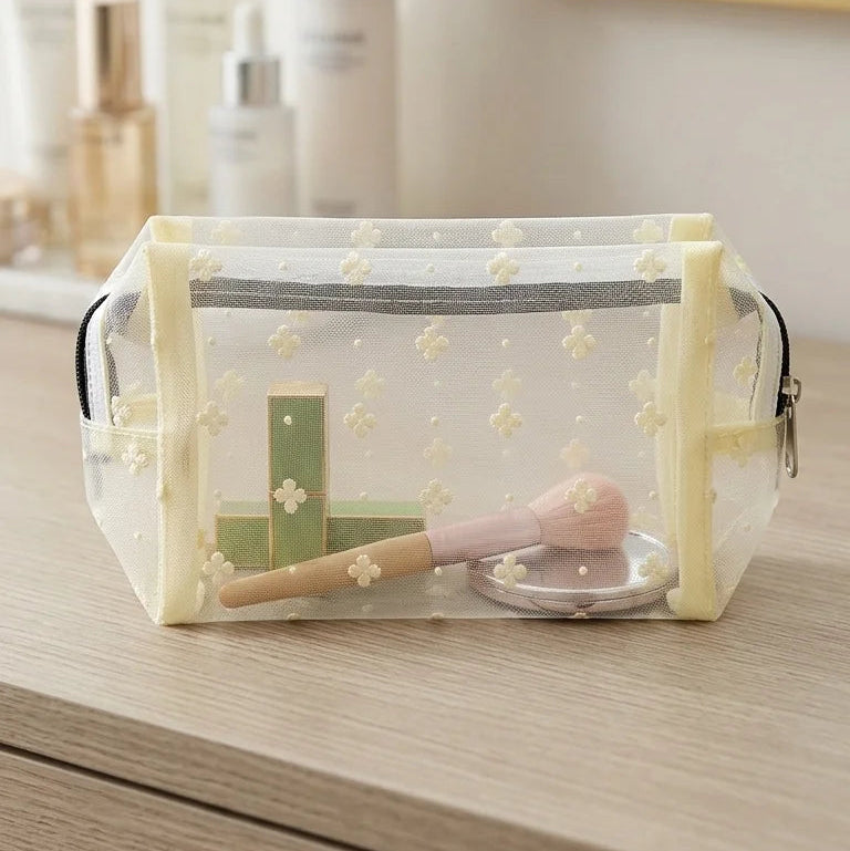 Embroidered Mesh Multi Use Storage Pouch