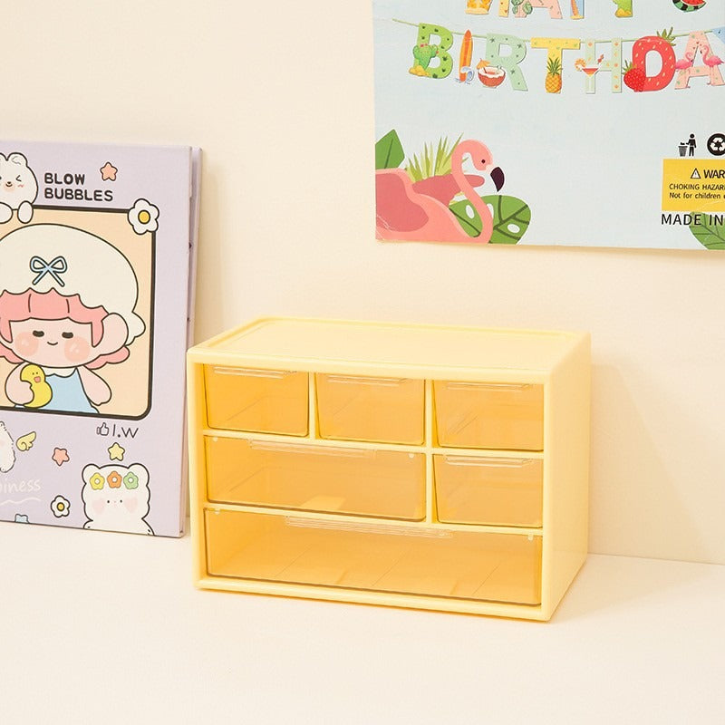 6-grid Mini Desktop Drawer Storage Box