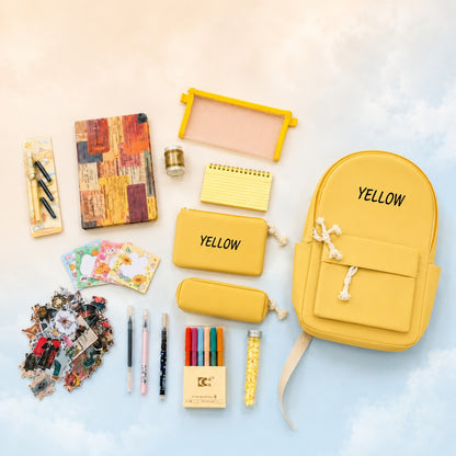Cute Yellow Backpack & Stationery Bundle