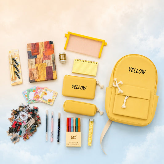 Cute Yellow Backpack & Stationery Bundle