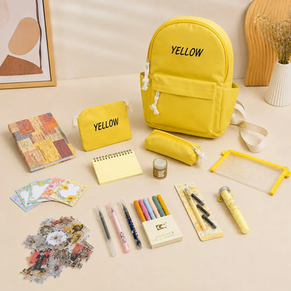 Cute Yellow Backpack & Stationery Bundle