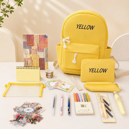 Cute Yellow Backpack & Stationery Bundle