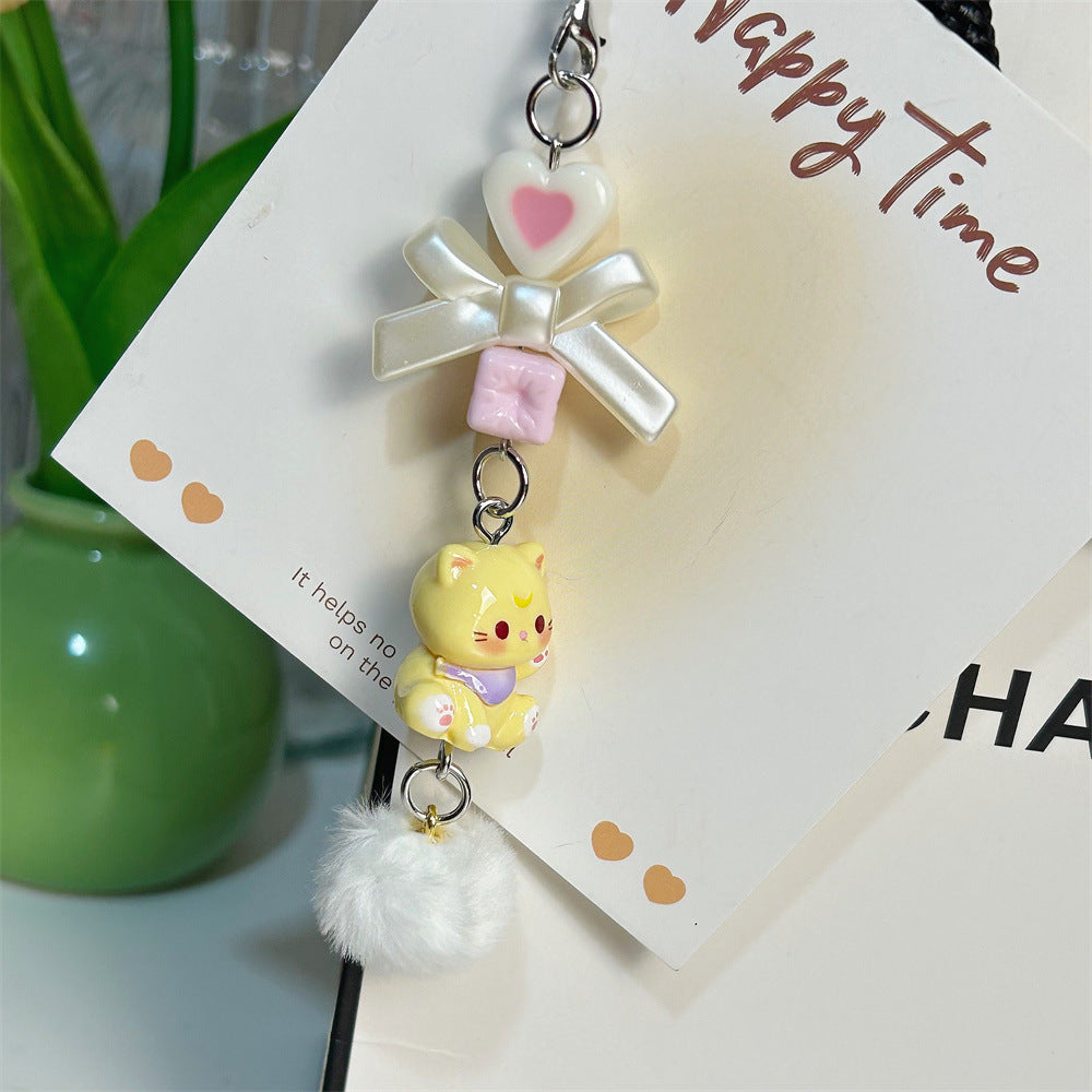 Hello Kitty Fur Ball Beaded Pendant
