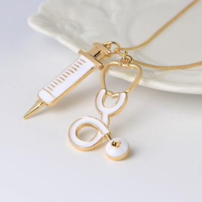 Doctor Syringe Stethoscope Necklace