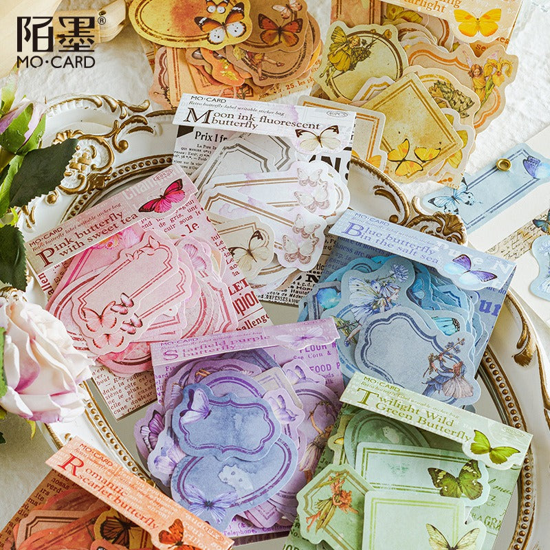 Butterfly label Vintage writable Decorative Stickers