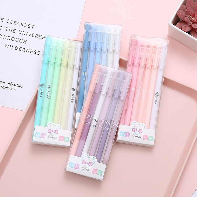#cute #stationery #stationary #fancy #korea #korean #kiwai #pakistan #imported #china #pakistan#pen #inkpen #removeable #refill #gel #black #ink #kiwaii #packet #box #set #egg #cheese #sea #saltSoothing Colors Gel Pen Set - Set of 6 #signature