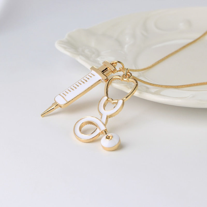 Doctor Syringe Stethoscope Necklace