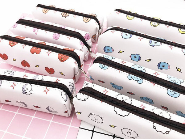 BTS BT21 Pu Leather Pencil Case Pouch