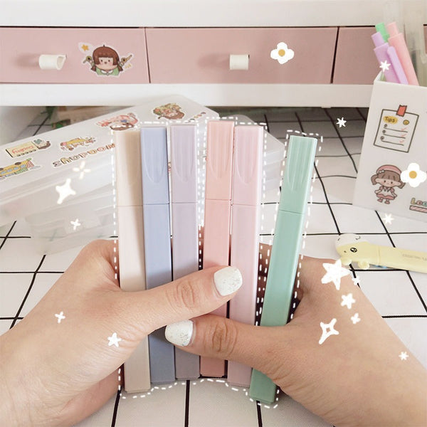 Large Capacity Pastel Colors Highlighters and Markers Set #highlighter #Stationery #stationary #marker #pastel #lightcolor #squareshape
