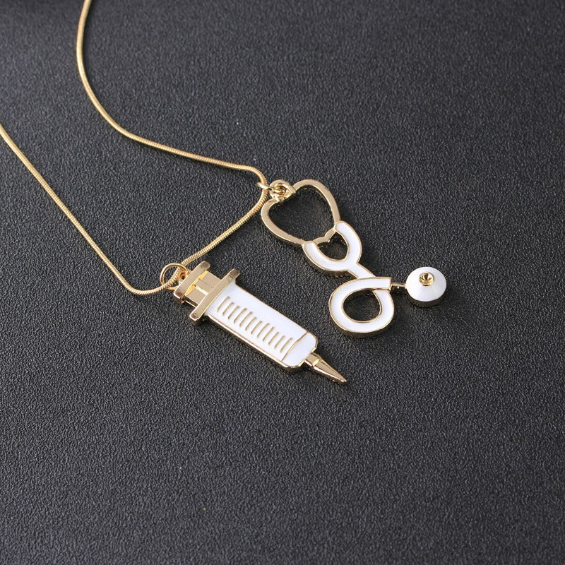 Doctor Syringe Stethoscope Necklace