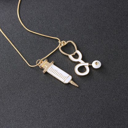 Doctor Syringe Stethoscope Necklace