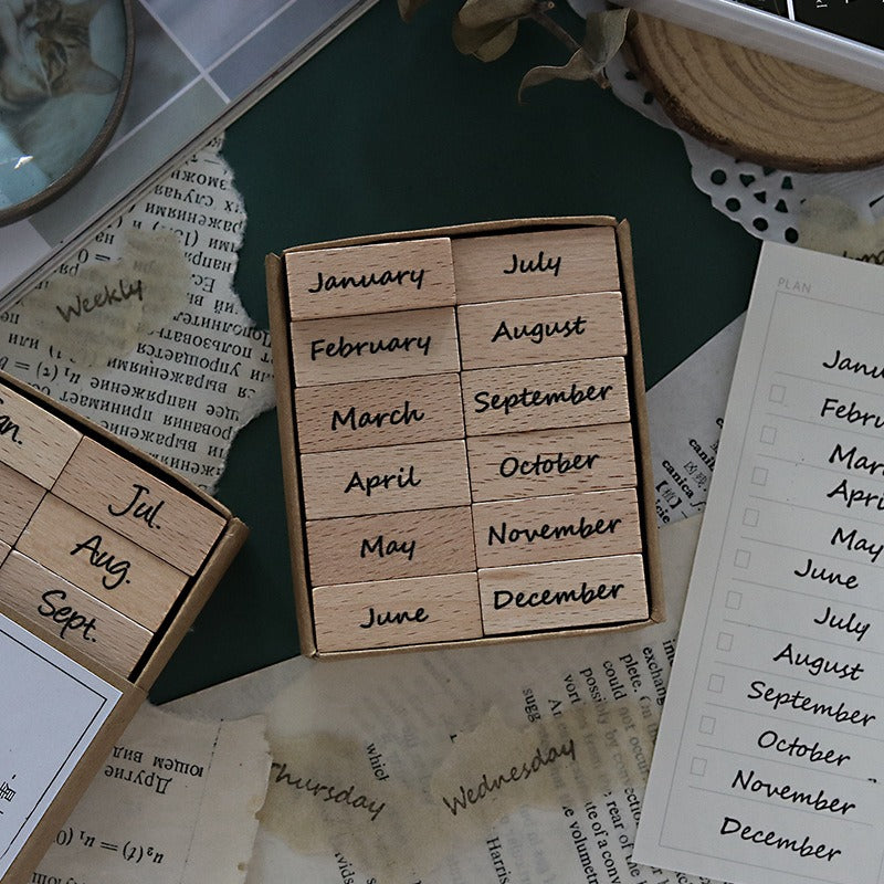 Wooden Stamps Box - Months of Year