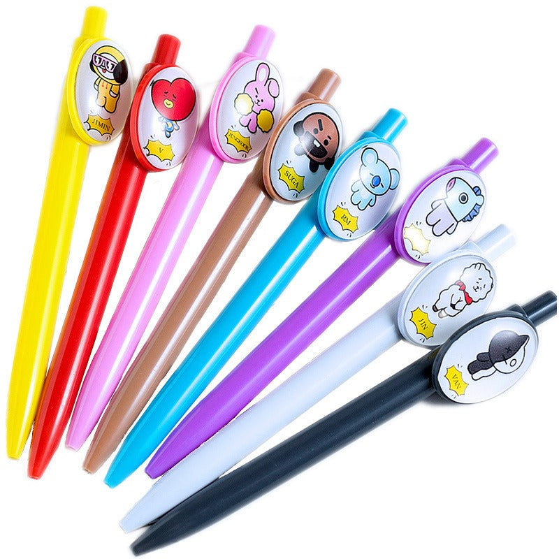 BTS BT21 Gel Pen - Click Open with Plastic Badge